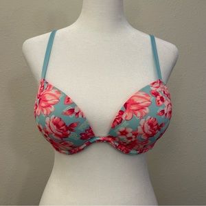 Pink (Victoria’s Secret) Wear Everywhere Super Push Up, Blue & Pink Floral (A2)